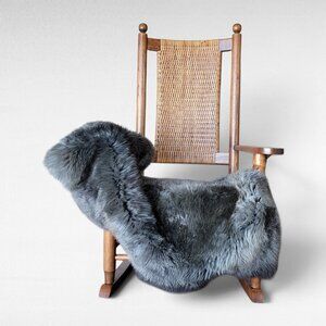 Genuine Swedish Sheepskin Rug Natural Steel Gray Rare Color Pelt Throw 48" x 30"